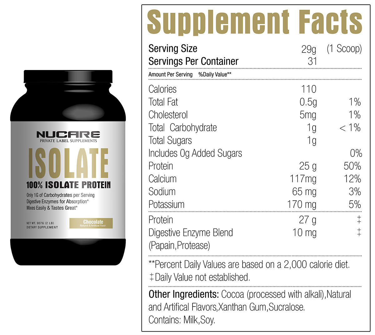 100% Whey Isolate Protein, 2lb