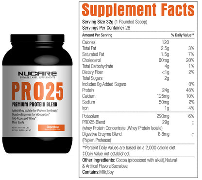 Pro25 Whey Premium Protein Blend, 2lb
